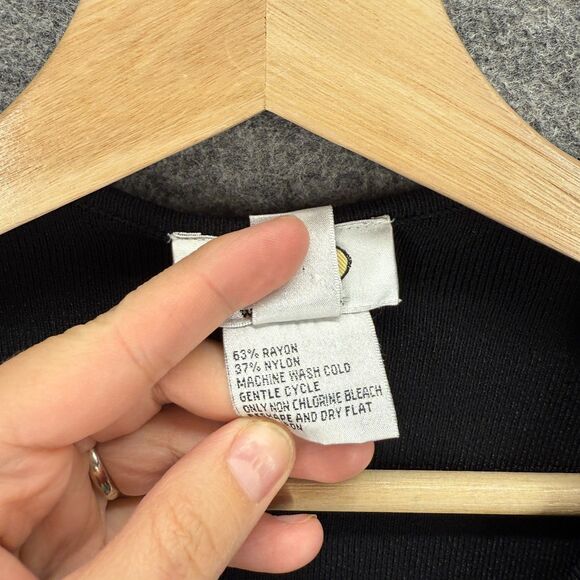 Talbots Button Up Top Women 1X Plus Black V-Neck 3/4 Sleeve Rayon Casual Solid - Picture 4 of 7